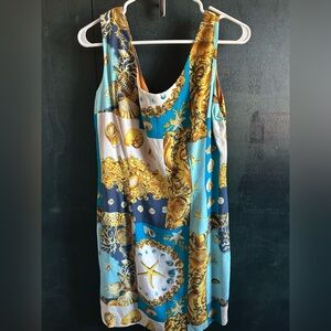 Vintage Tempo Paris Womens Shift Dress Medum Lined Sleeveless Nautical Sea